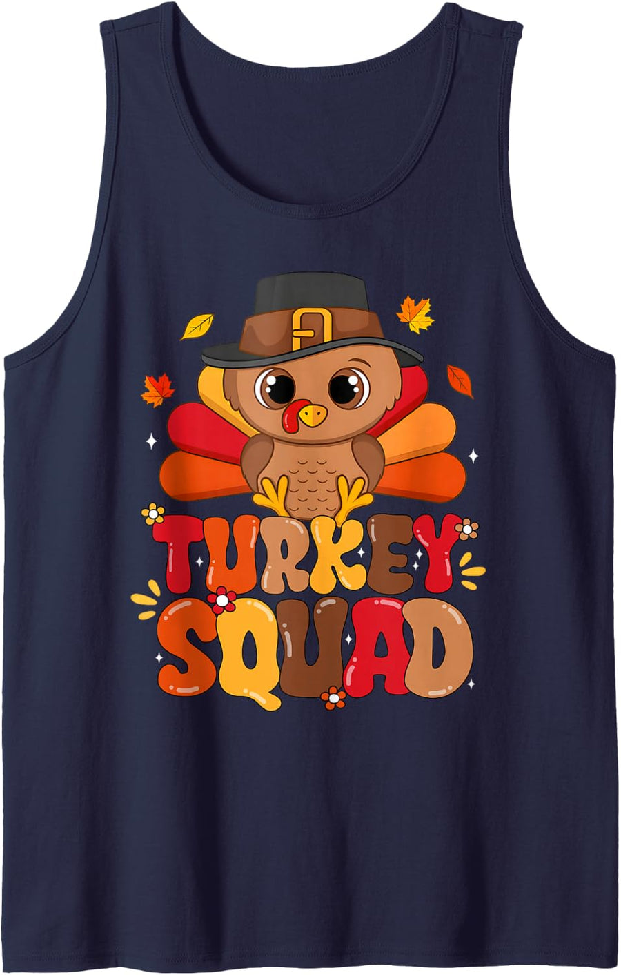 Turkey Squad Run Trot Family Thanksgiving Men Women Kid Sleeveless Tank Top - Navy Blue