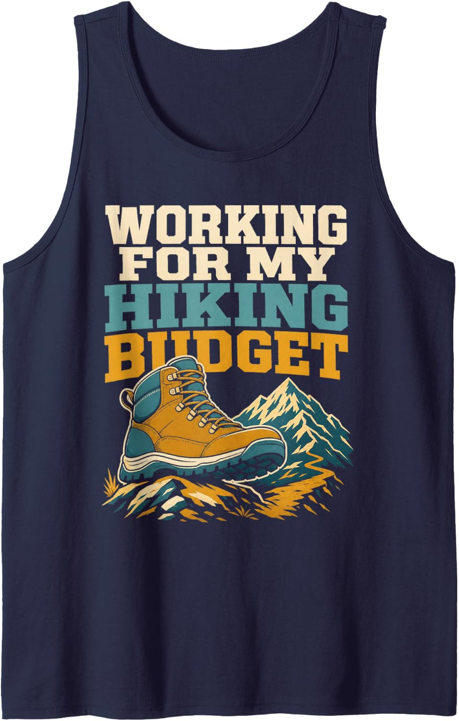 Working for My Hiking Budget Mountain Trail Sleeveless Tank Top - Navy Blue