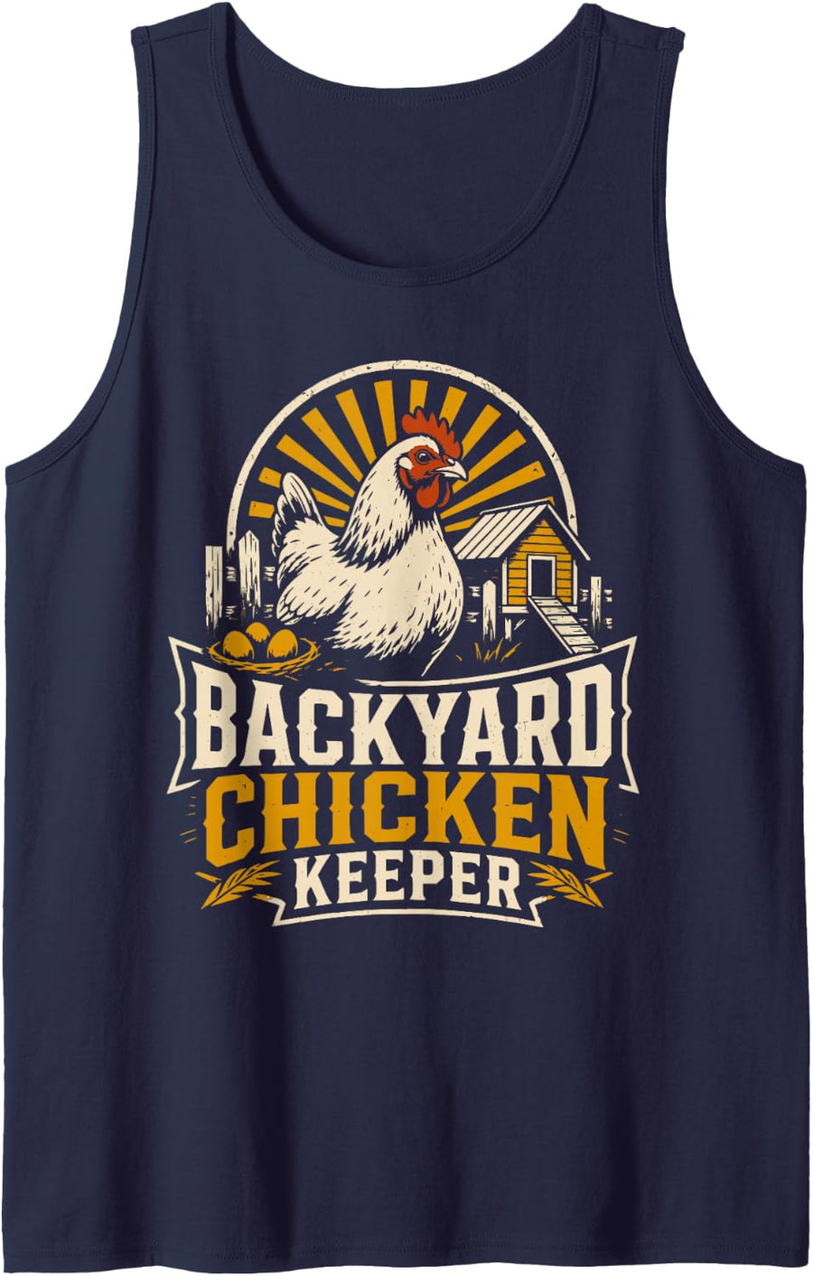 Backyard Chickens Fresh Eggs Homesteading Chicken Keeper Sleeveless Tank Top - Navy Blue