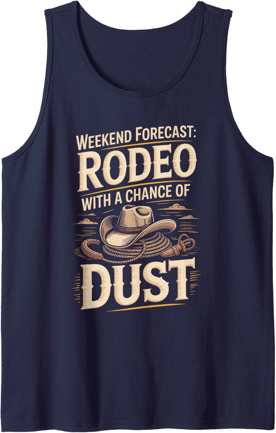 Weekend Forecast Rodeo with a Chance of Dust Cowboy Tank Top - Navy Blue