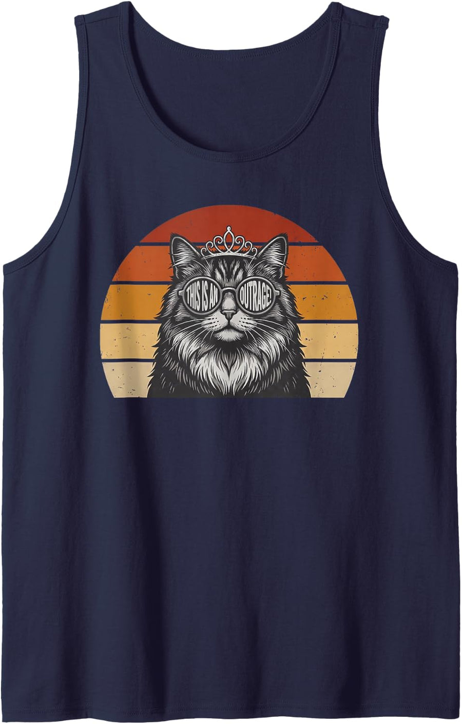 Sassy Cat Diva Drama Queen Sarcastic Glam Feline Memes Humor Sleeveless Tank Top - Navy Blue