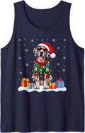 Great Dane Christmas Sweater Santa Hat Xmas Pet Dog Sleeveless Tank Top - Navy Blue