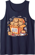 Kitten Nuggets Food Pun Cat Lover Chicken Nuggets Sleeveless Tank Top - Navy Blue