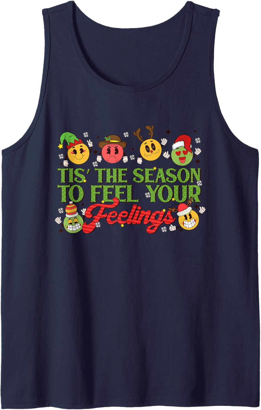 Christmas Mental Health Awareness Nurse Therapist Counselor Sleeveless Tank Top - Navy Blue