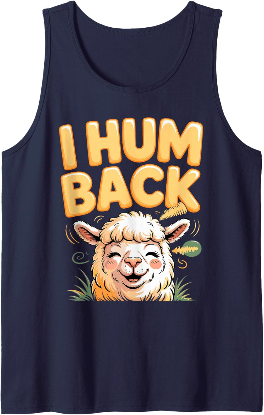I Hum Back Alpaca Farmer Alpacas Sleeveless Tank Top - Navy Blue