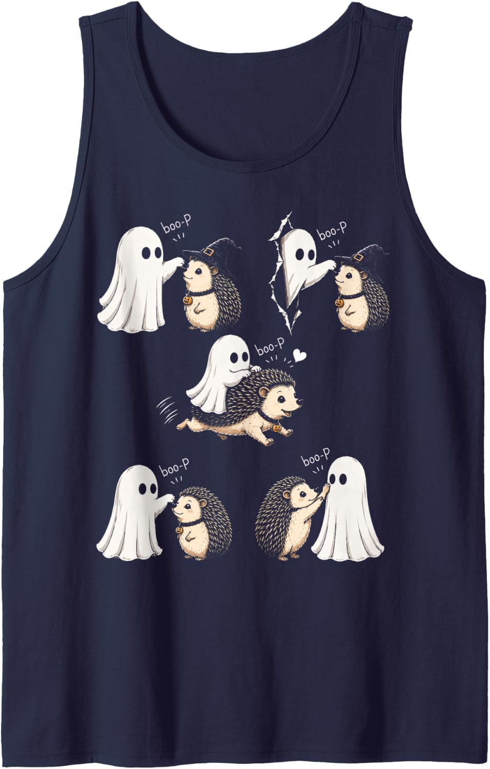 Cool Hedgehog Boo P Ghost Nose Boop Halloween Costume Tank Top - Navy Blue