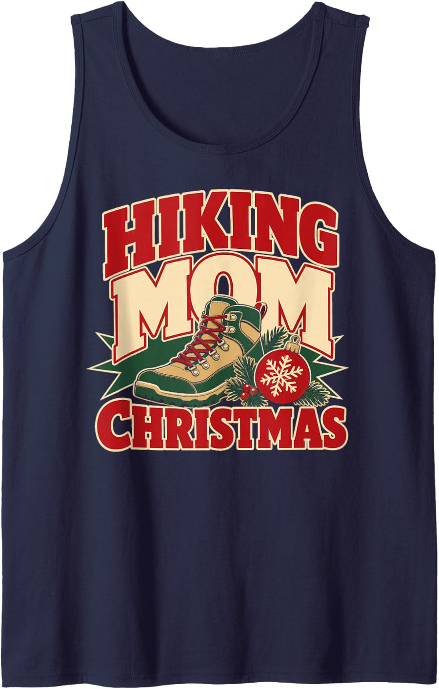 Hiking Mom Christmas Snowflake Sleeveless Tank Top - Navy Blue
