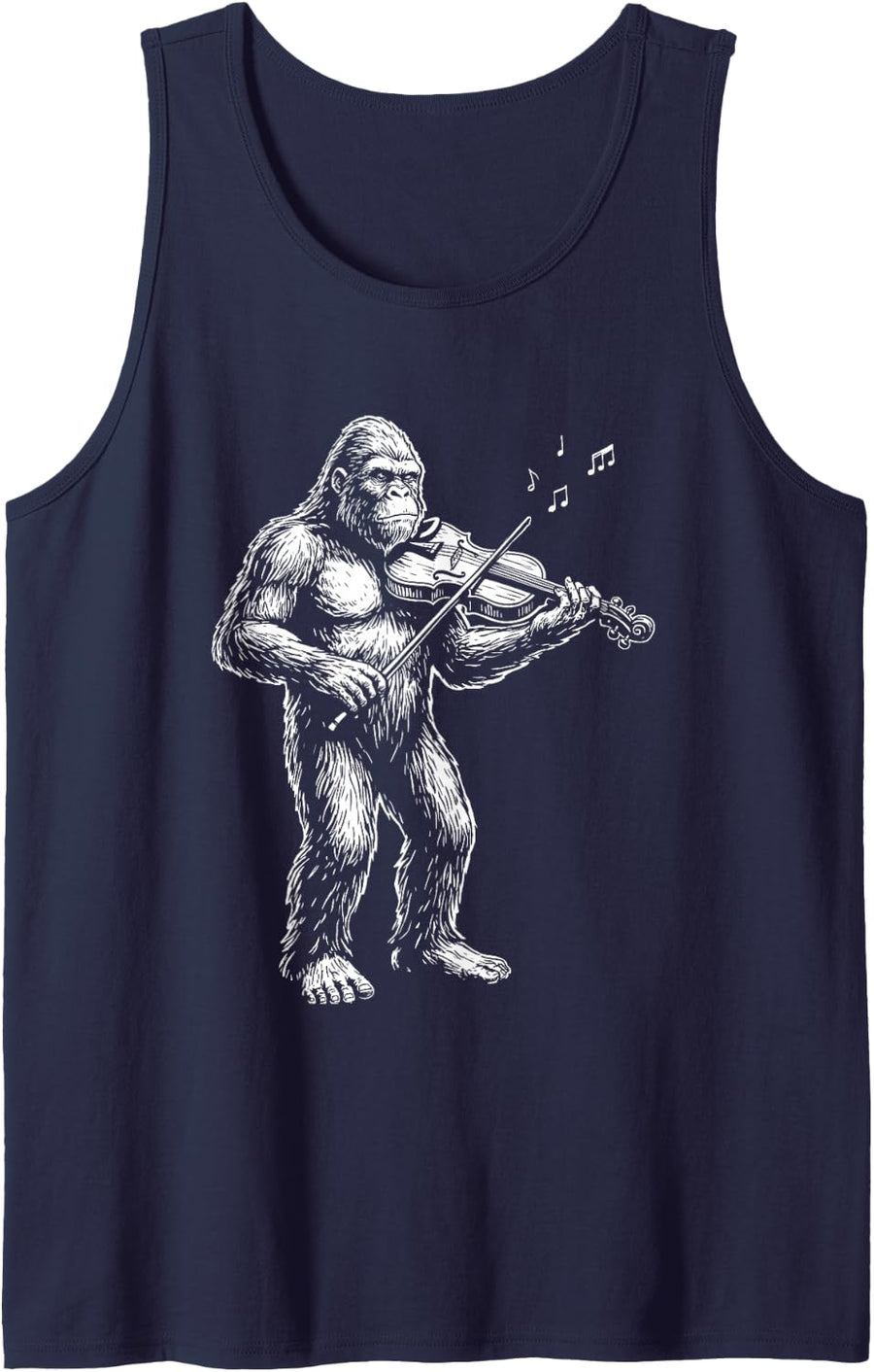 Violinist Bigfoot String Section Sasquatch Humor Sleeveless Tank Top - Navy Blue