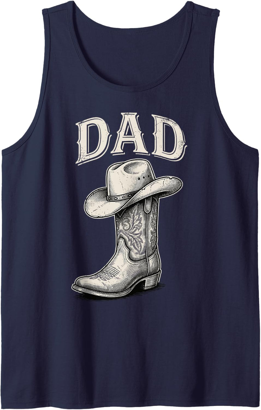 Cowboy Dad Western Rodeo Horse Ranch Rancher Tee Sleeveless Tank Top - Navy Blue