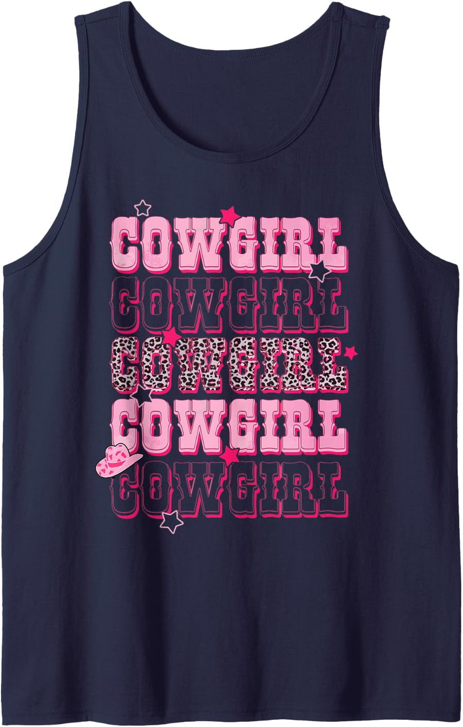 Pink Cowgirl Tshirt for Women Western Funny Country Girl Sleeveless Tank Top - Navy Blue