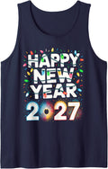 Happy New Year 2027 Sparkle Shirt for Women Sleeveless Tank Top - Navy Blue