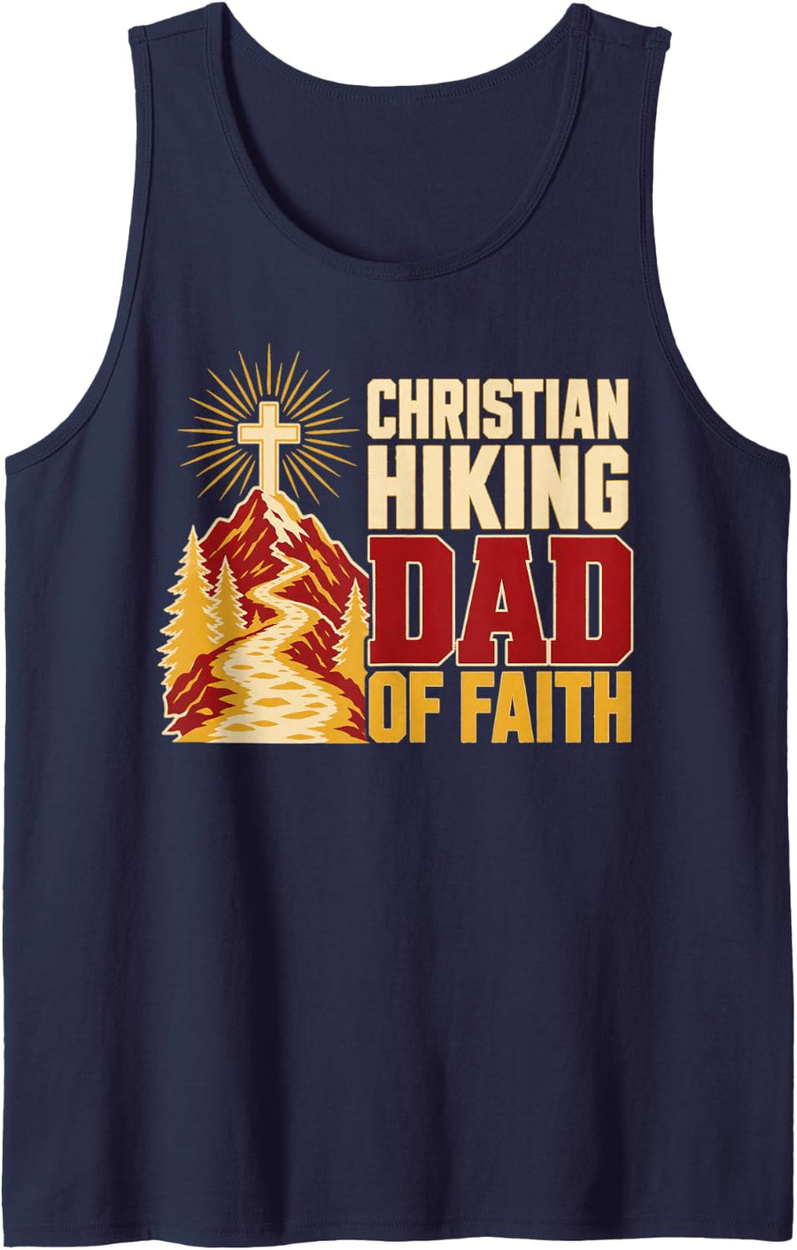 Men's Christian Hiking Dad of Faith Sleeveless Tank Top - Navy Blue