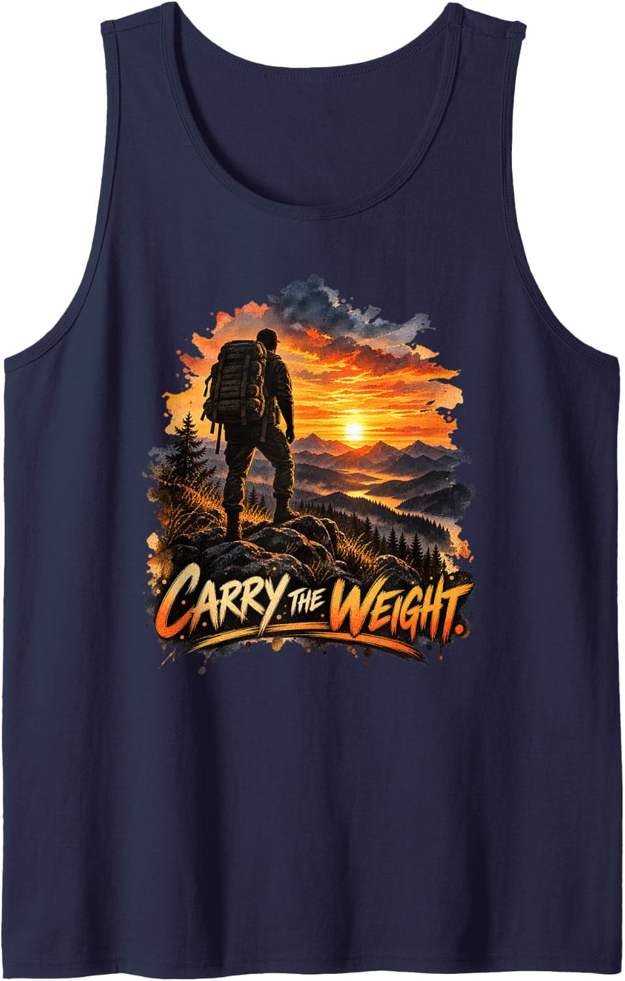 Carry The Weight Fitness Rucking Workout Shirt Sleeveless Tank Top - Navy Blue