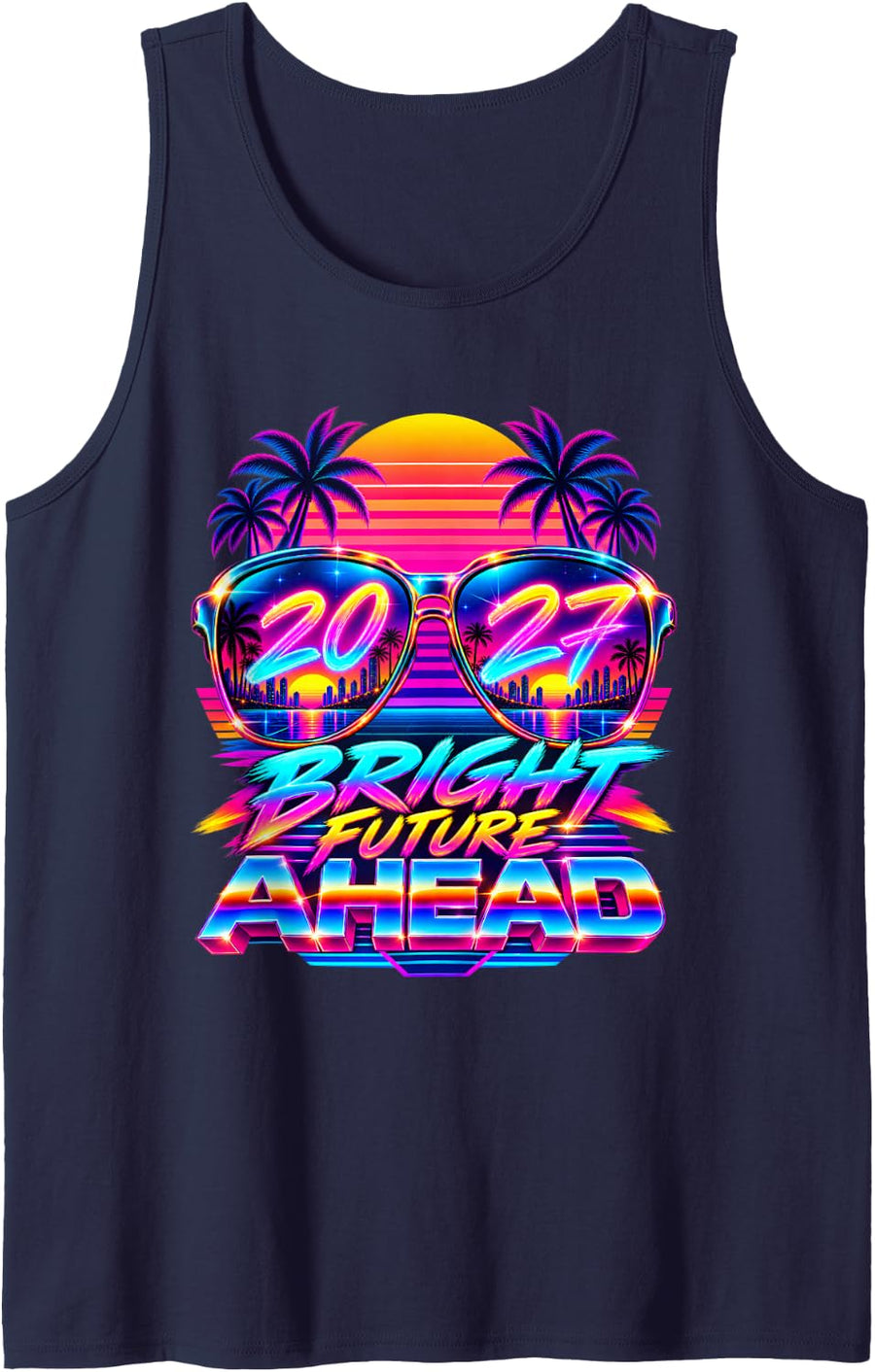 2026 New Years Eve NYE Countdown to 2027 Bright Future Ahead Sleeveless Tank Top - Navy Blue