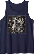 Halloween Great dane Selfie Scary Skeleton Dog Lover Spooky Sleeveless Tank Top - Navy Blue