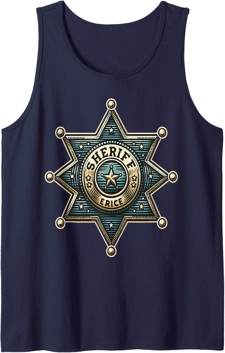 Sheriff Badge Sheriff Star Sleeveless Tank Top - Navy Blue