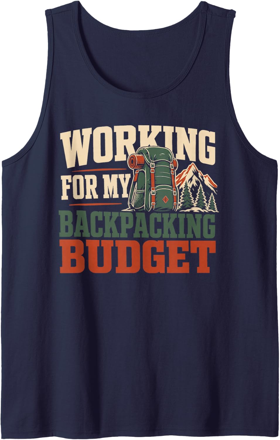 Working for My Backpacking Budget Hiking Sleeveless Tank Top - Navy Blue