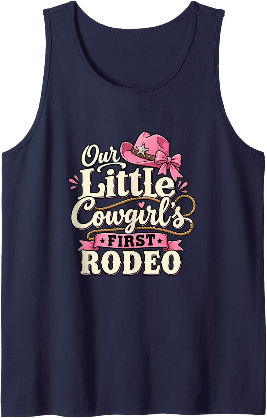Cowgirl First Birthday Our Little Cowgirl Rodeo Sleeveless Tank Top - Navy Blue
