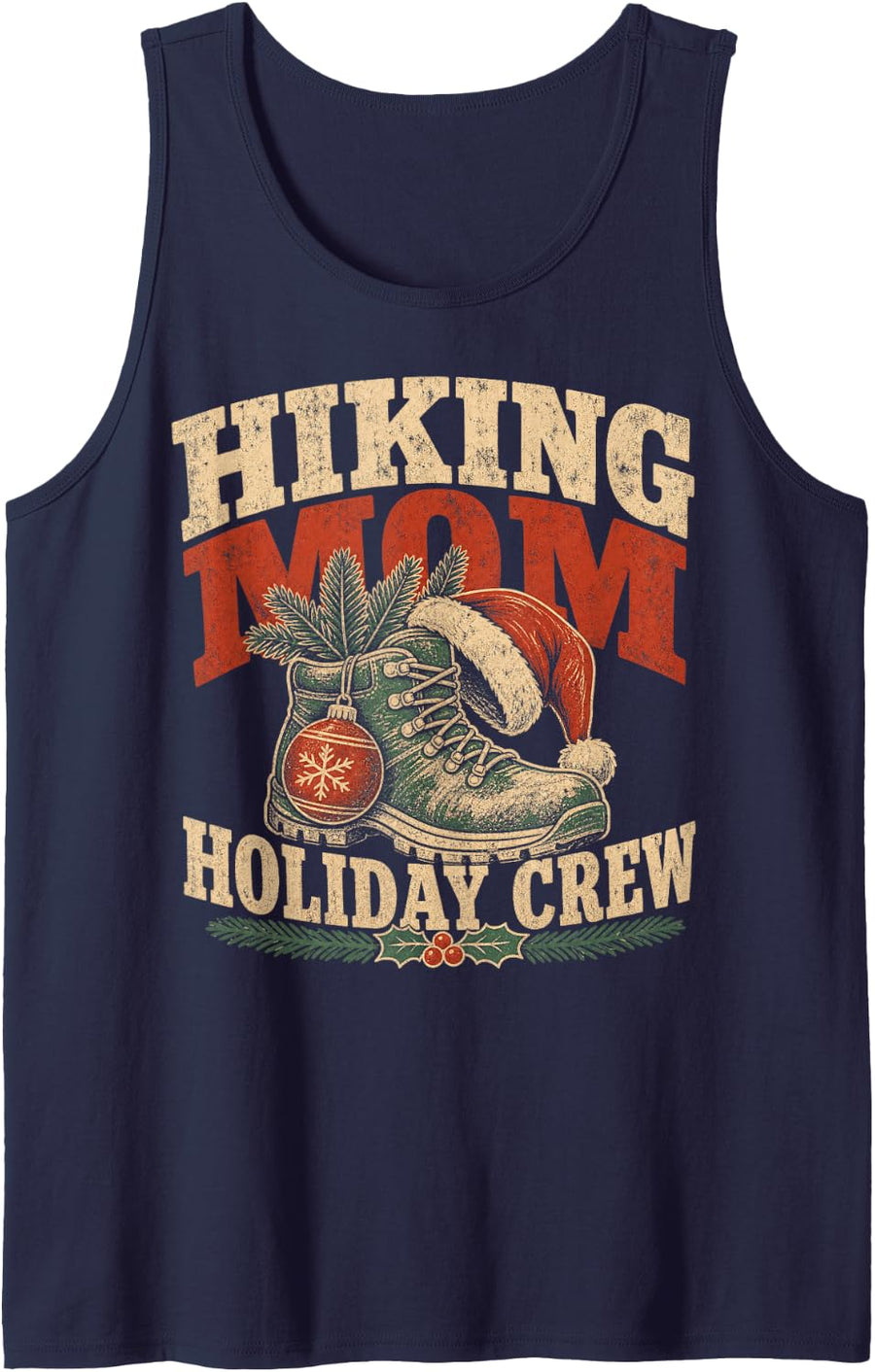 Hiking Mom Holiday Crew Christmas Sleeveless Tank Top - Navy Blue