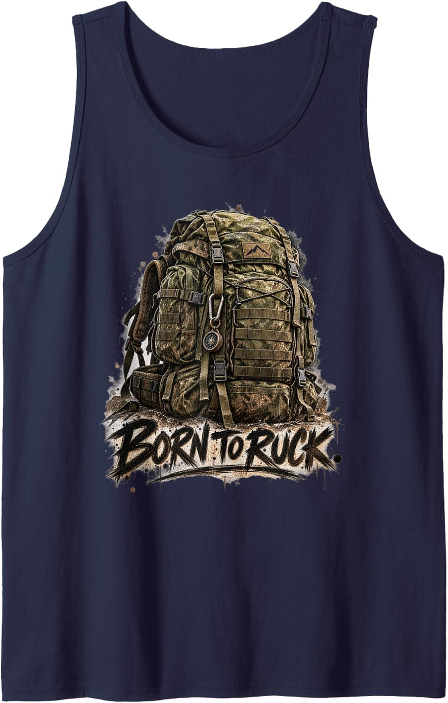 Born to Ruck Fitness Rucking Workout Shirt Sleeveless Tank Top - Navy Blue