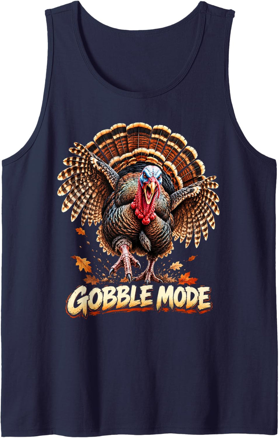 Gobble Mode Thanksgiving Turkey Humor Sleeveless Tank Top - Navy Blue