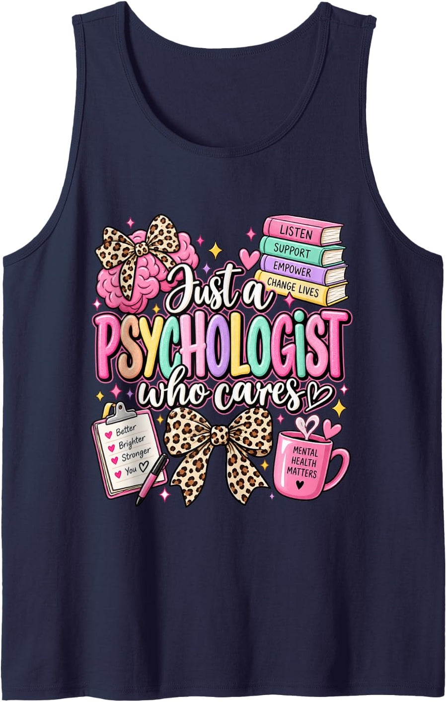 Counselor Psychology Just A Psychologist Who Cares Sleeveless Tank Top - Navy Blue