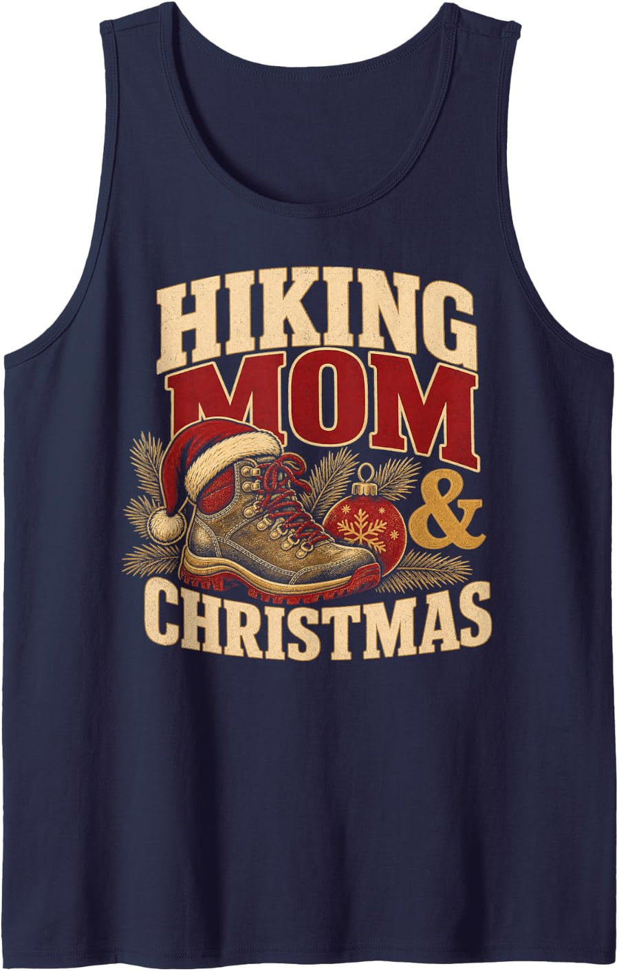 Hiking Mom Christmas Sleeveless Tank Top - Navy Blue