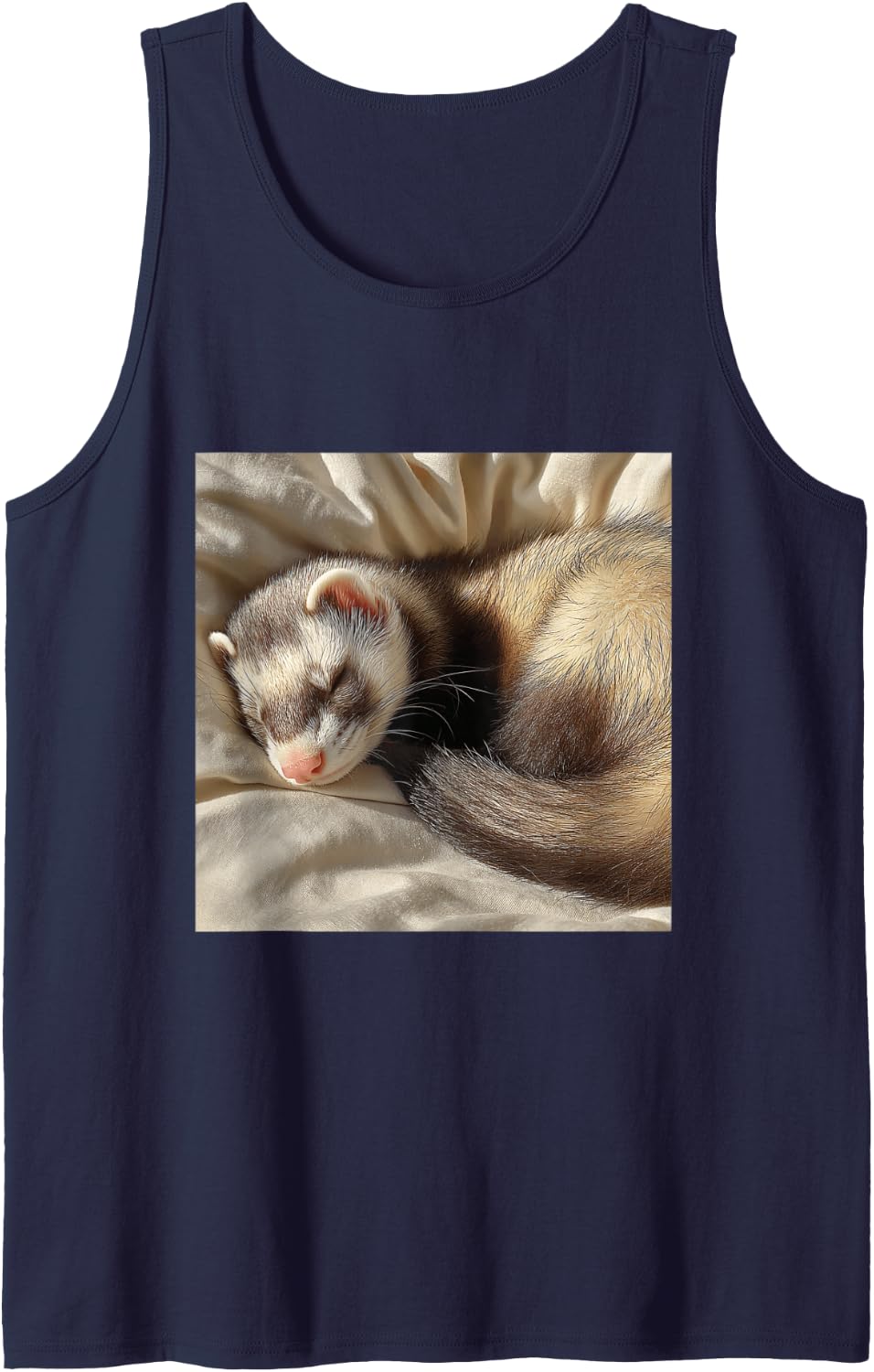 Sleeping Ferret Cute Pet Animal Tank Top - Navy Blue