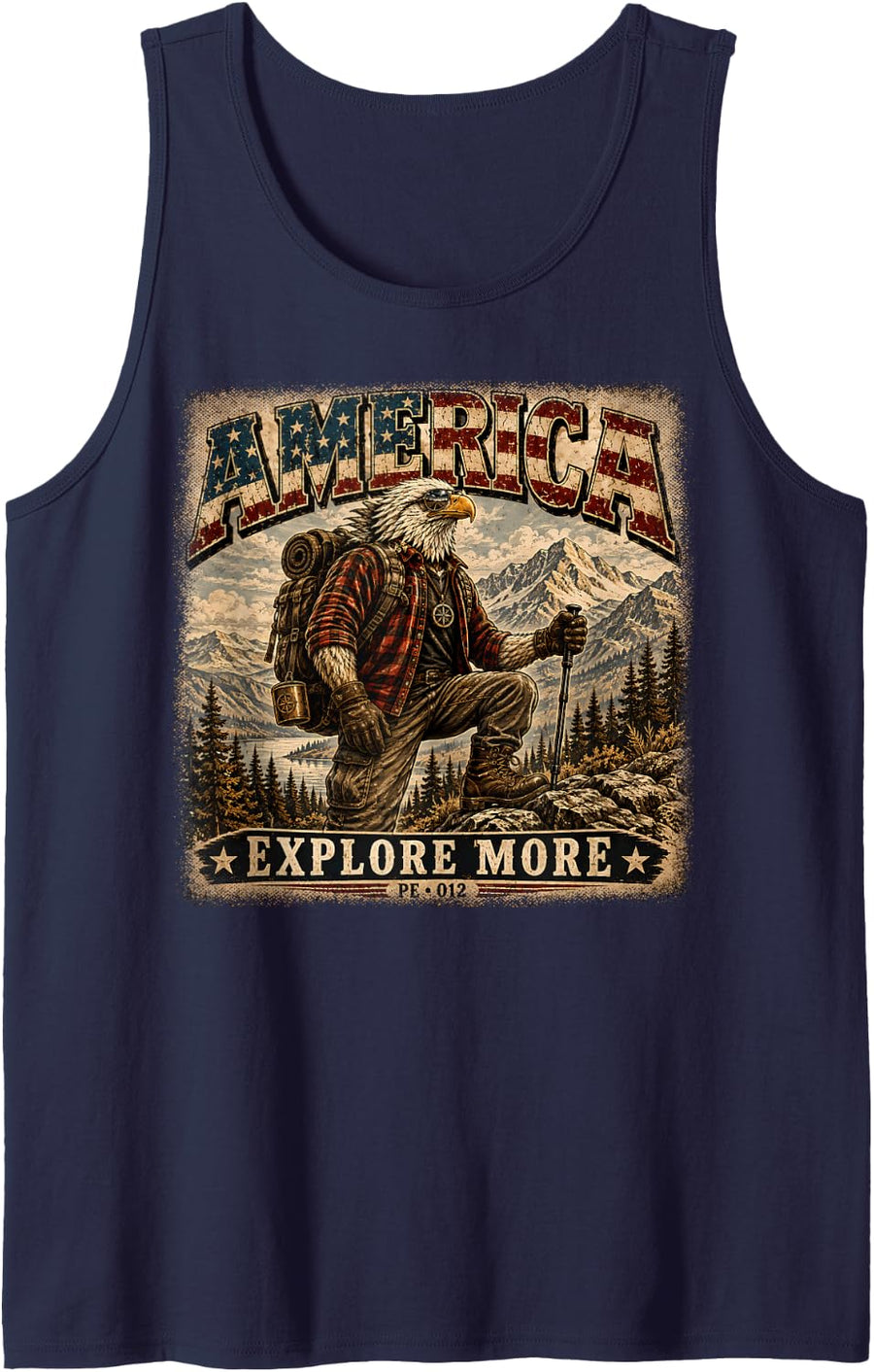 America | Explore More | Vintage Eagle Hiker Tank Top - Navy Blue