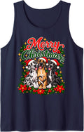 Merry Christmas Great Dane Sweet Loving Holiday Heart Sleeveless Tank Top - Navy Blue
