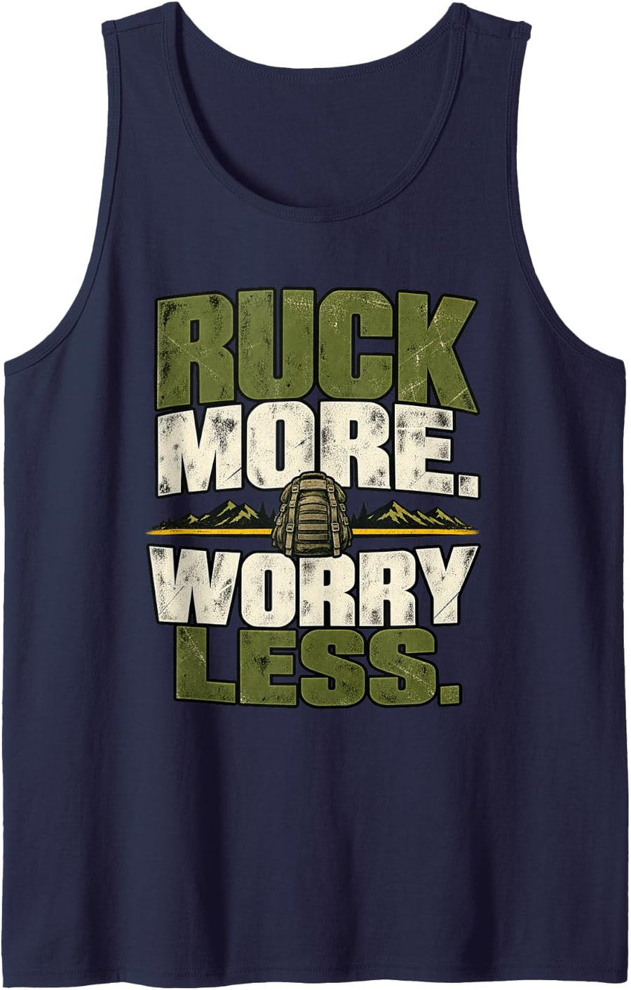 Ruck More Worry Less Fitness Rucking Workout Shirt Sleeveless Tank Top - Navy Blue