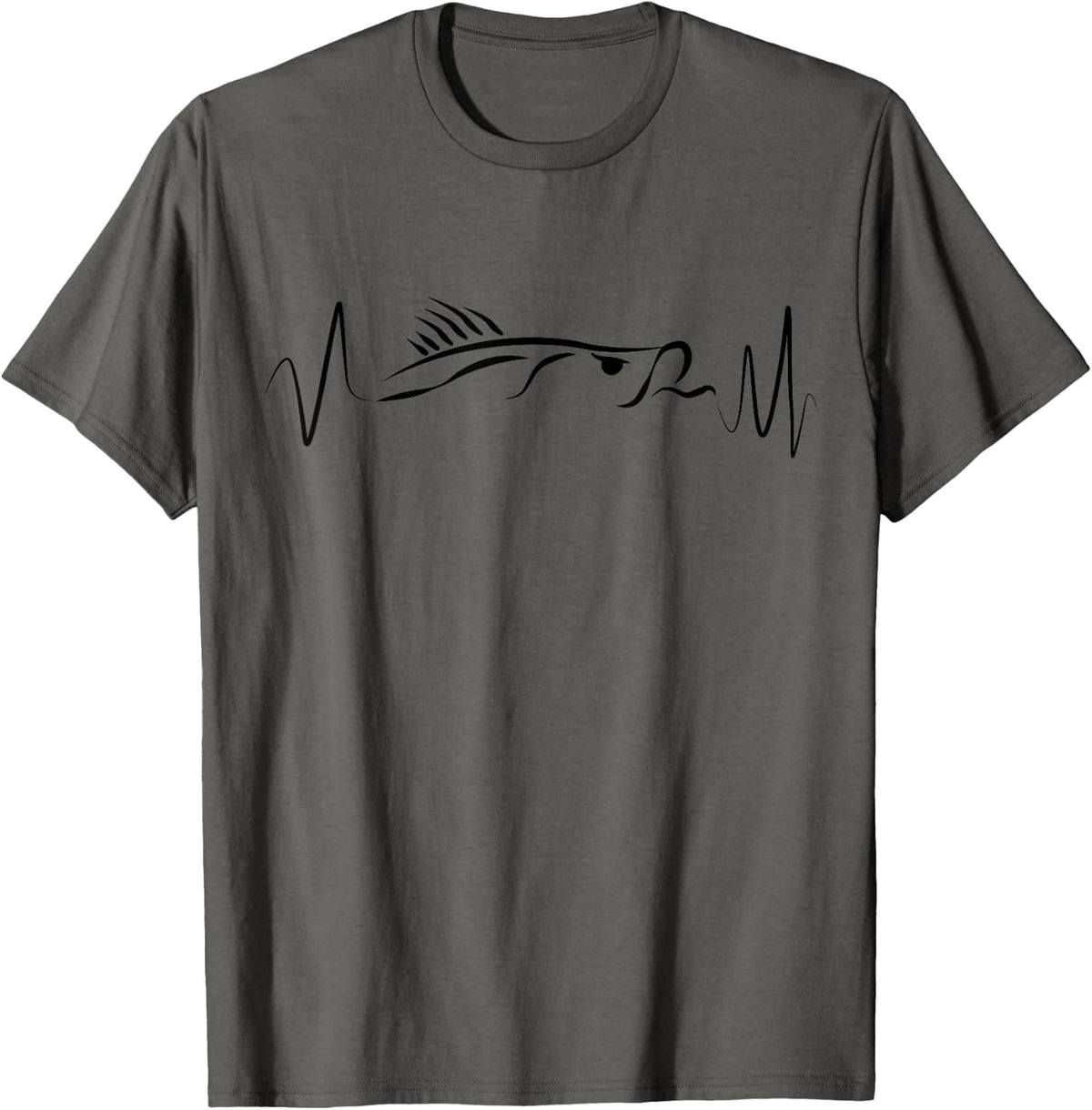 Snook Heartbeat Design for Saltwater Fishing Enthusiasts T-Shirt - Asphalt Grey