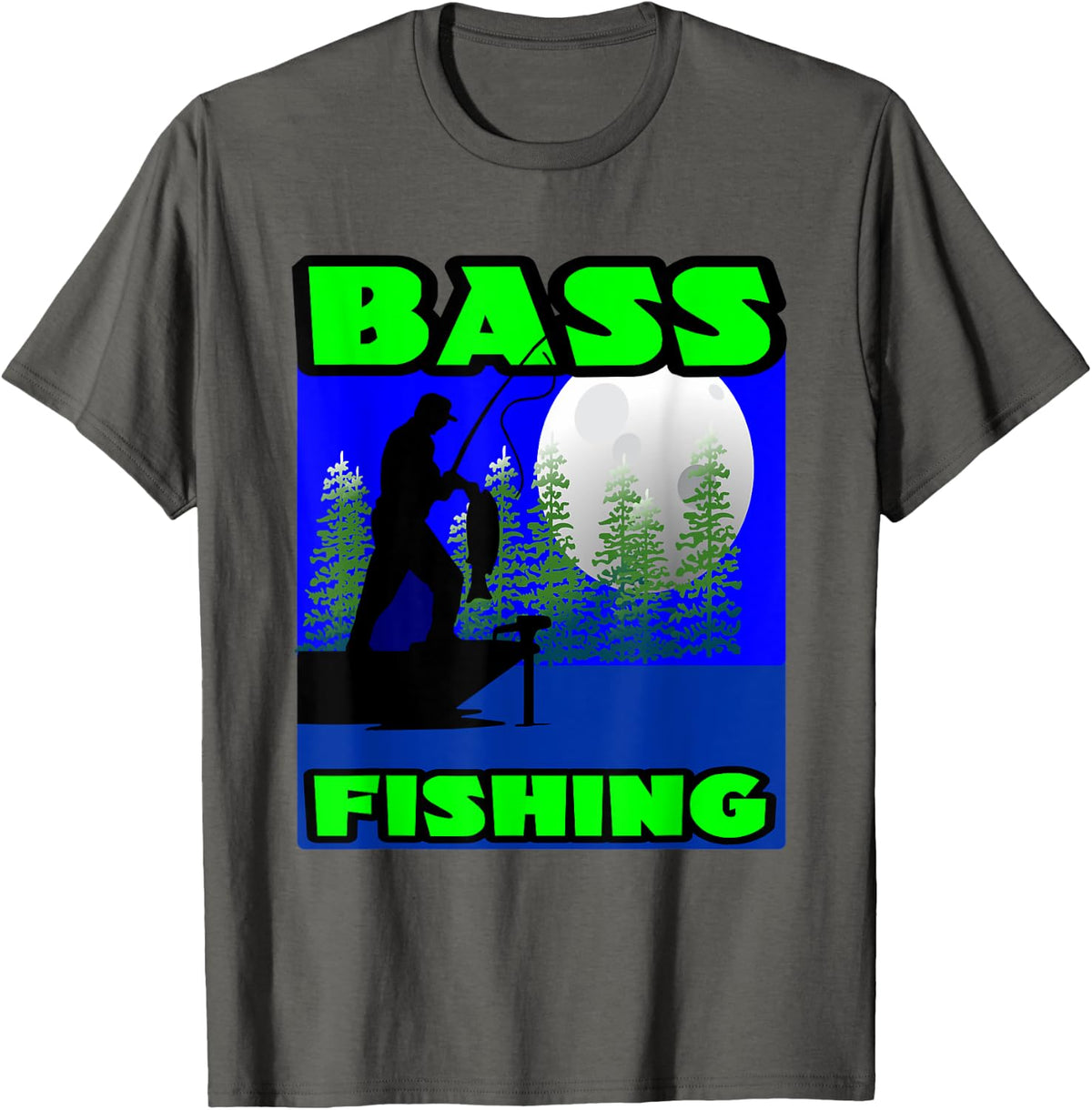 Bass Fishing Angler Fishing T-Shirt - Asphalt Grey