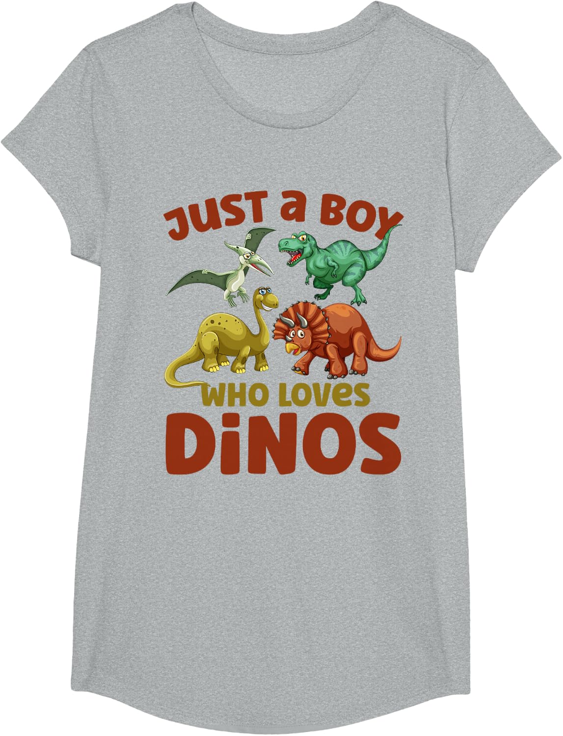 Dinosaur Just A Boy Who Loves Dinos T Rex Kids T-Shirt - Girls Heather Grey