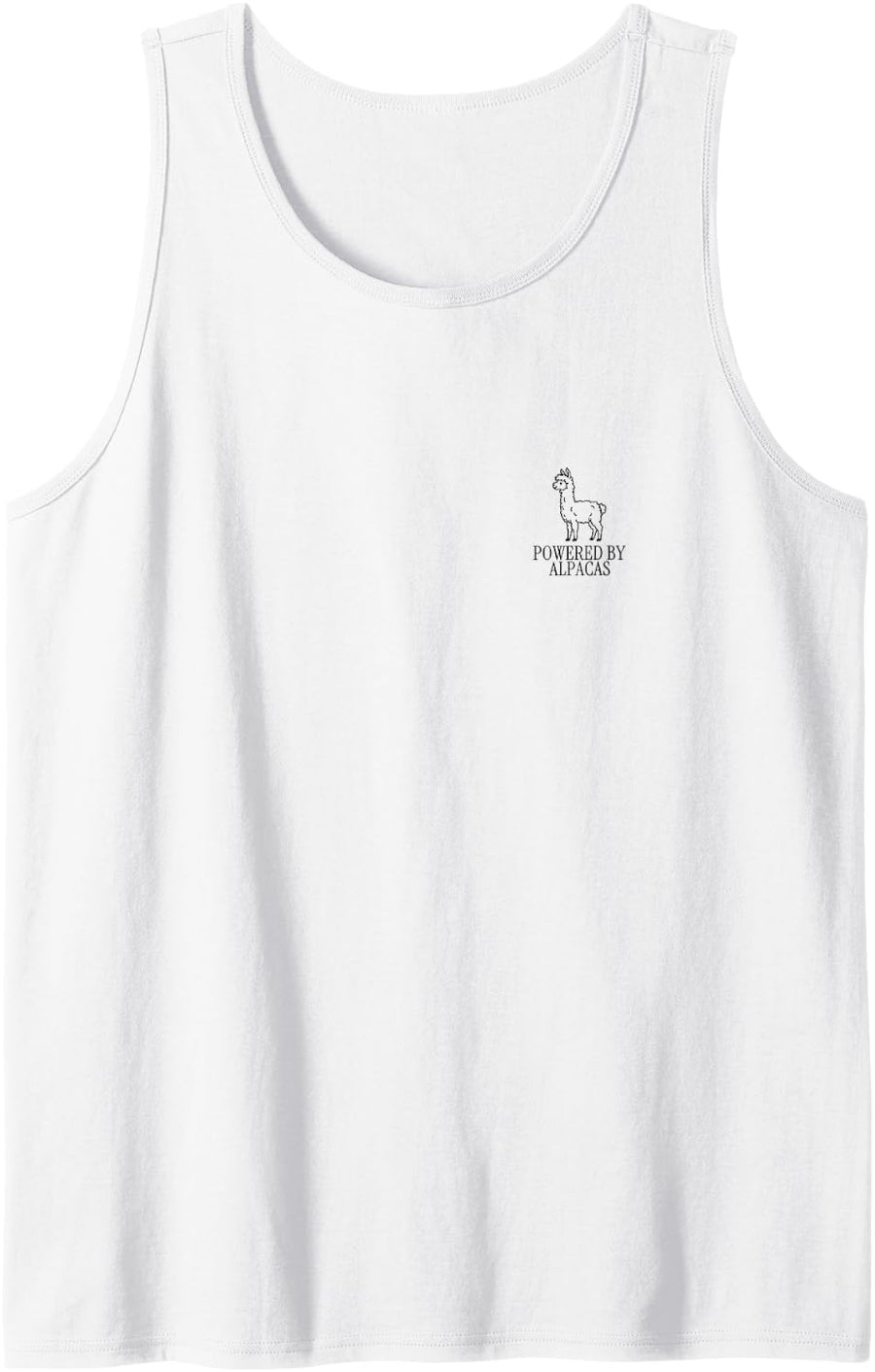 Powered By Alpacas Minimalist Fluffy Farm Animal Humor Sleeveless Tank Top - White