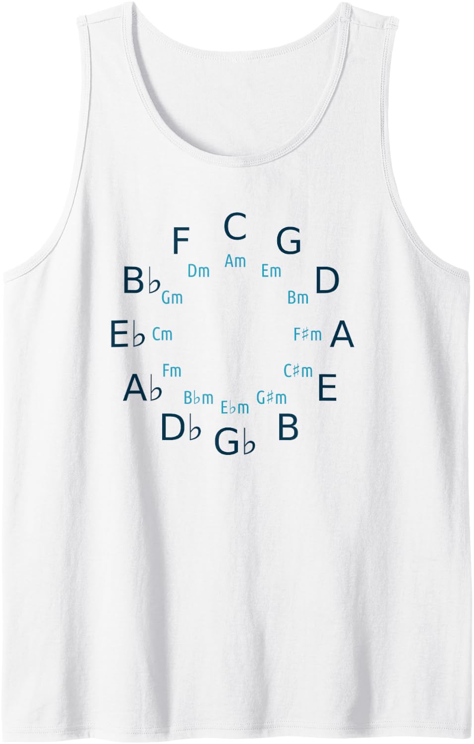 Circle of Fifths/Fourths Music Theory Tool for Musicians Sleeveless Tank Top - White