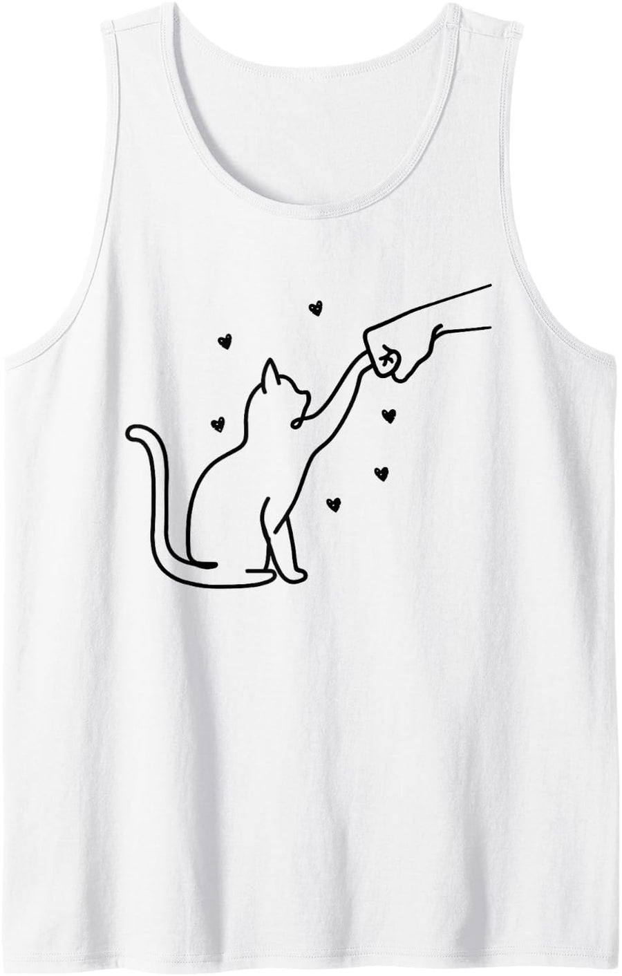 Cute Pet Tee I Love My Cat Fist Bump Best Friend Paw Cat Tank Top - White