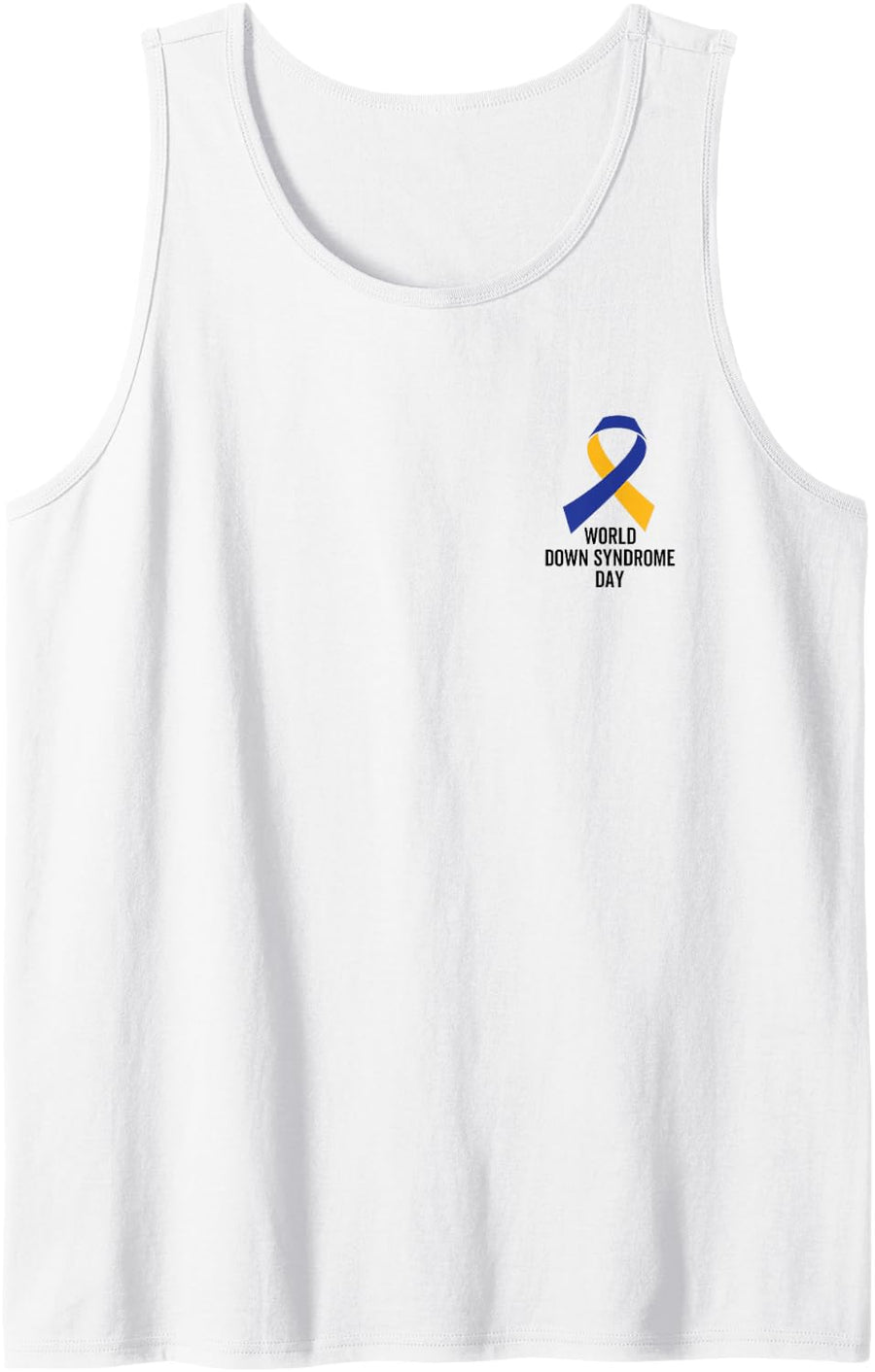 World Down Syndrome Day Pocket Blue Yellow Awareness Ribbon Sleeveless Tank Top - White
