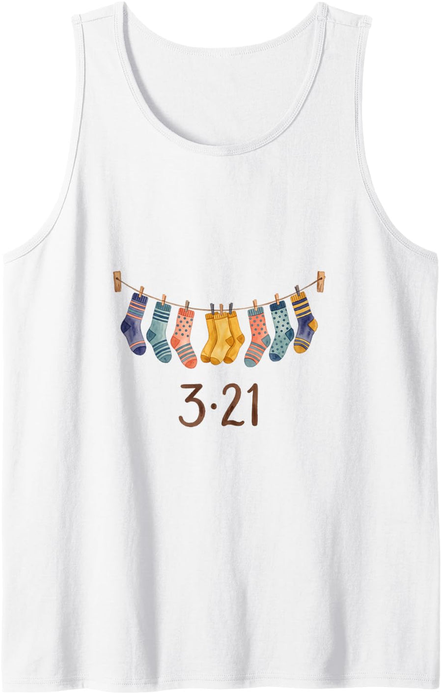 Socks Clothesline World Down Syndrome Day Awareness Sleeveless Tank Top - White