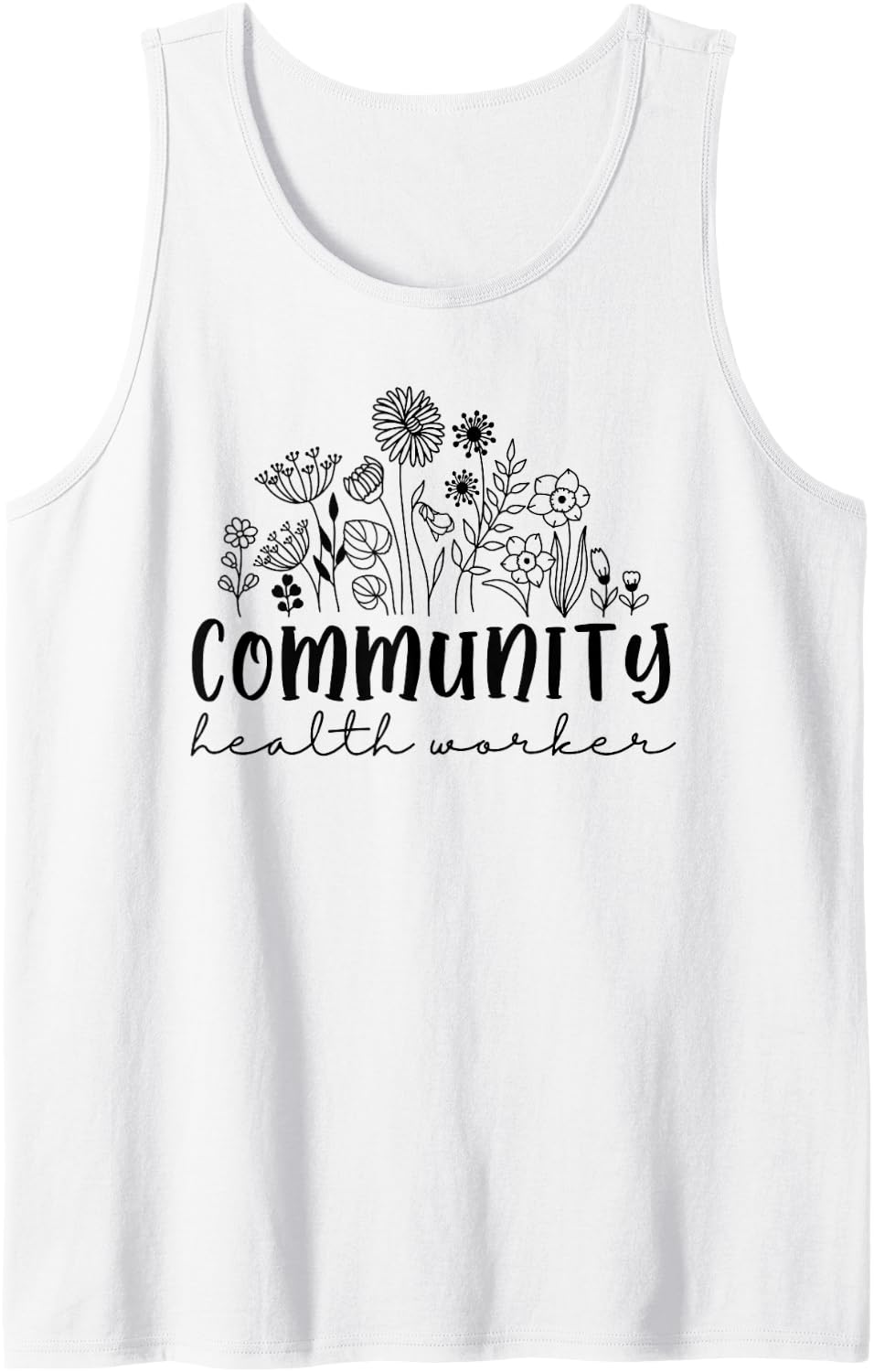 Retro Wildflower Community Health Worker Women Squad Nurse Sleeveless Tank Top - White