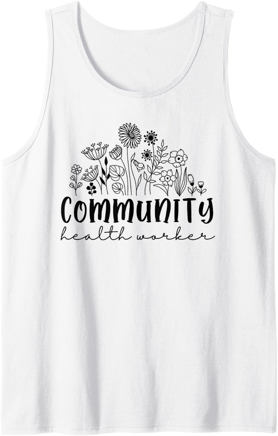 Retro Wildflower Community Health Worker Women Squad Nurse Sleeveless Tank Top - White