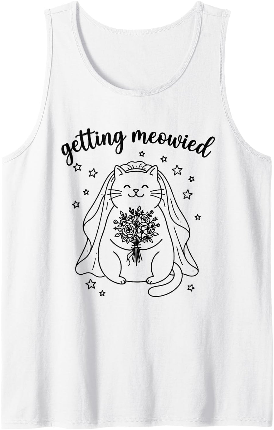 Getting Meowied Funny Cat Wedding Bachelorette Sleeveless Tank Top - White