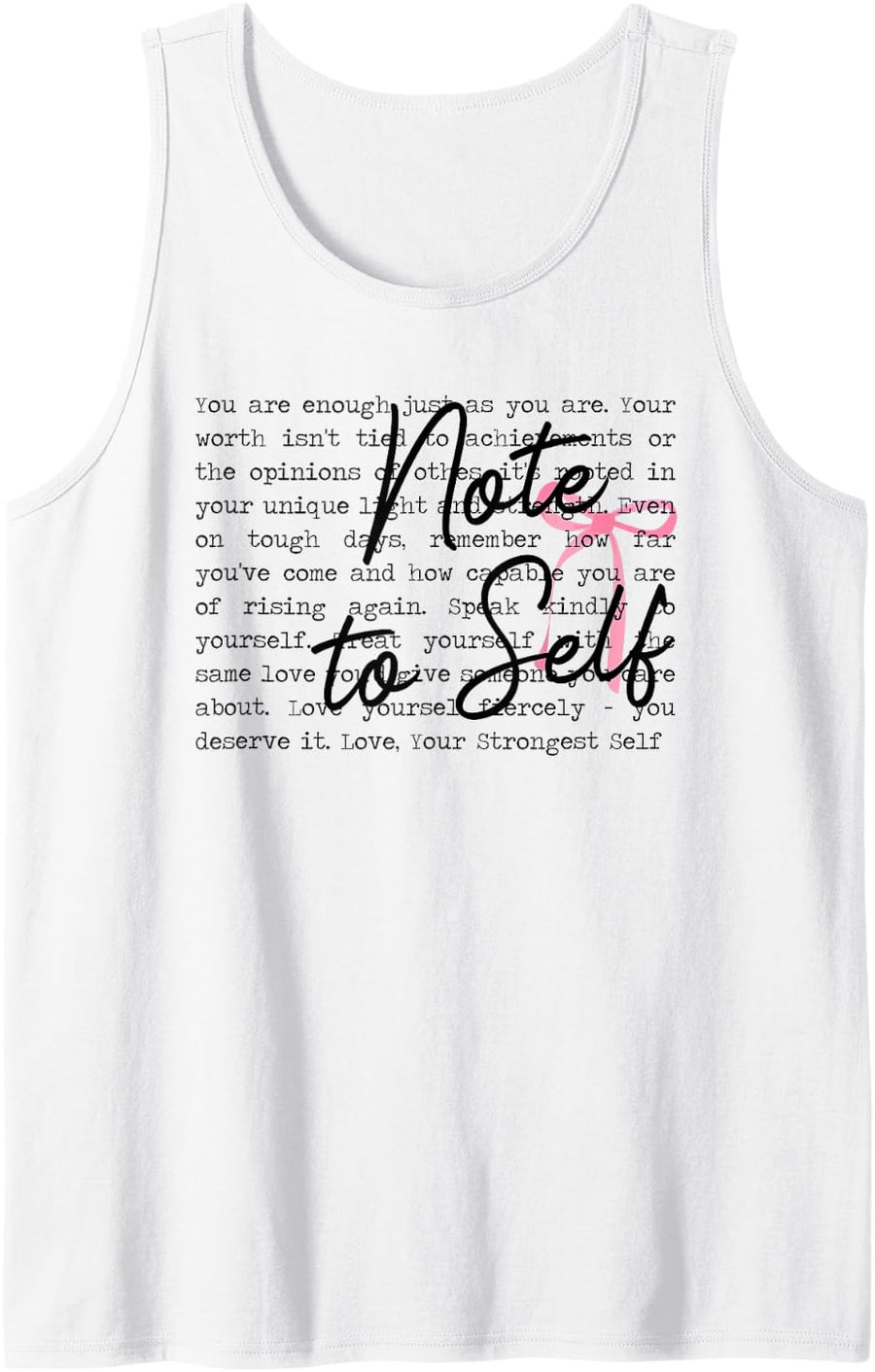 Note to Self Coquette Mental Health School Counselor Therapy Sleeveless Tank Top - White