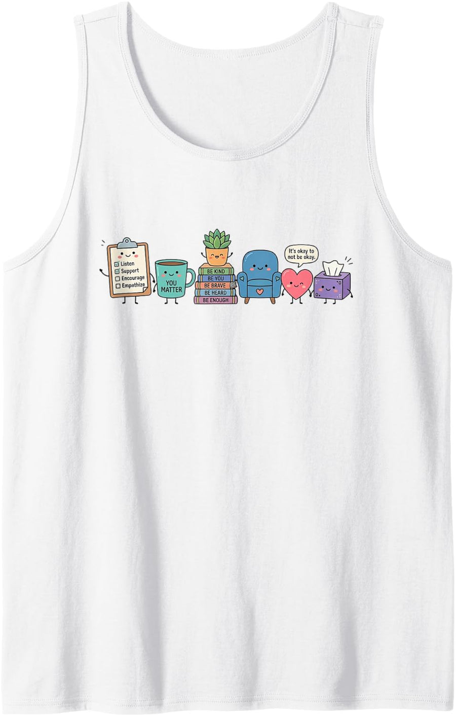 School Counselor Mental Health Psychologist Sleeveless Tank Top - White