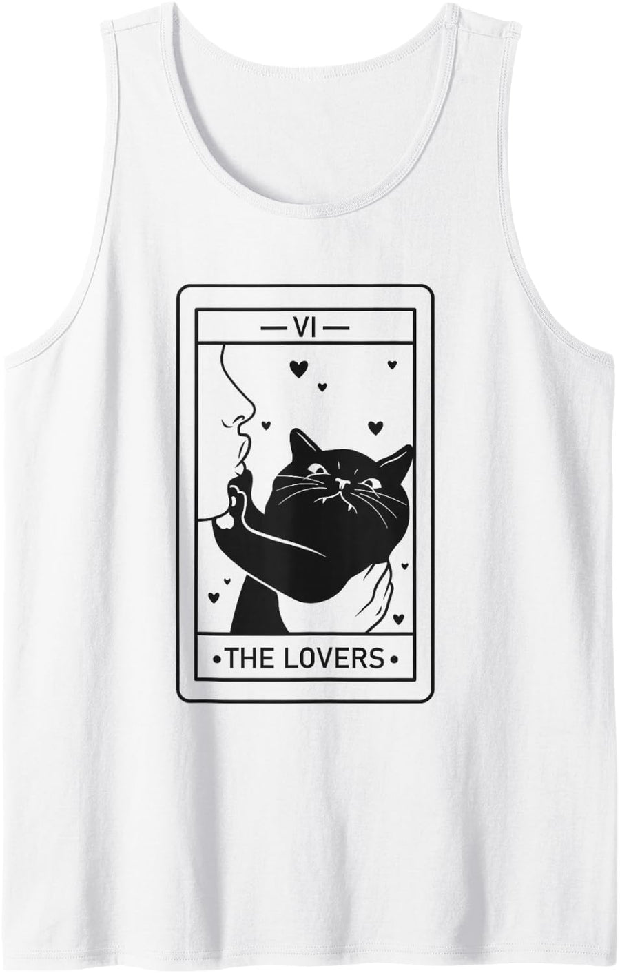 Black Cat Tarot Cute Witchy Cat Lover Men Women Sleeveless Tank Top - White