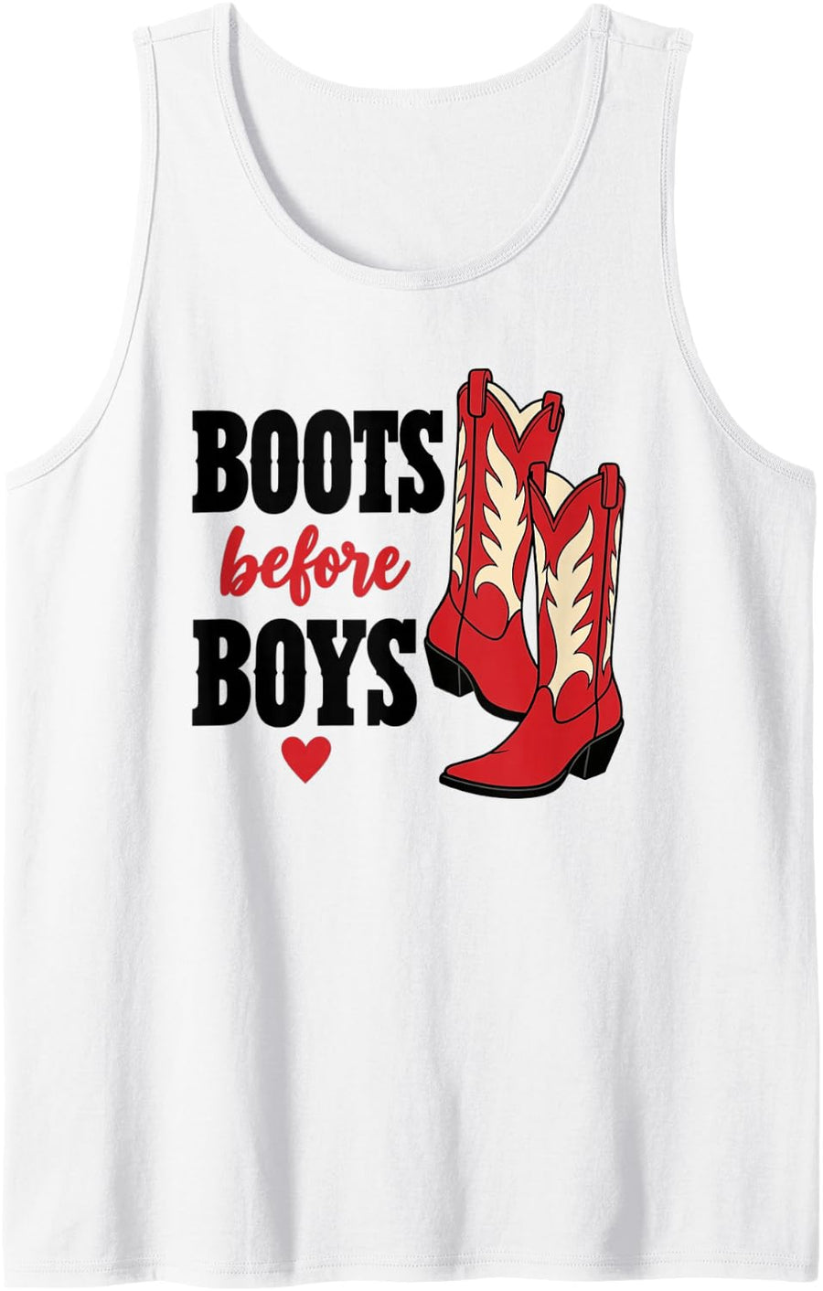 Cowgirl Country Line Dancing Western Cowboy Boots Rodeo Girl Sleeveless Tank Top - White