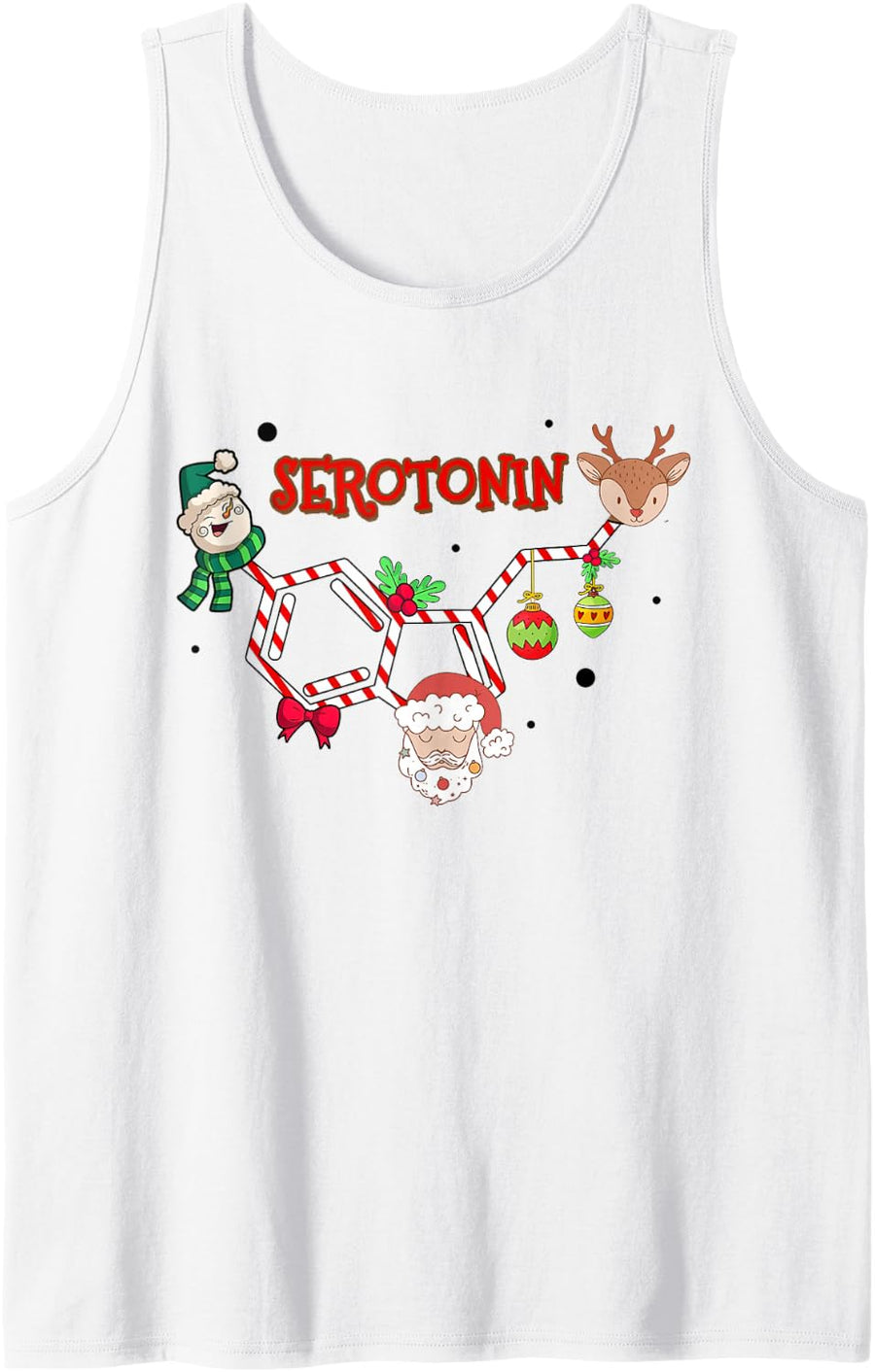 Serotonin Christmas, Mental Health Counselor Christmas Sleeveless Tank Top - White