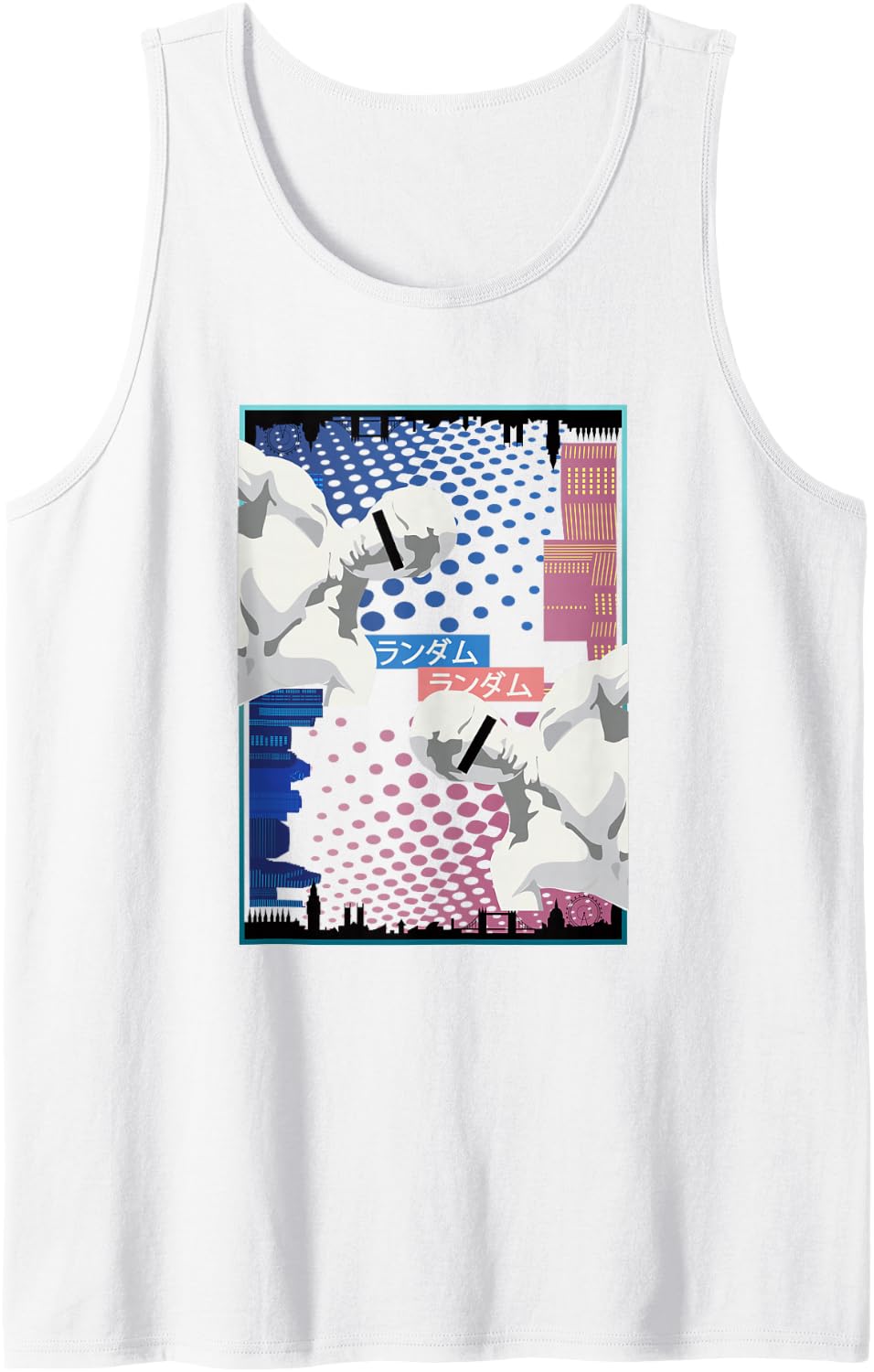 Aesthetic Vaporwave Random City Statue Sleeveless Tank Top - White