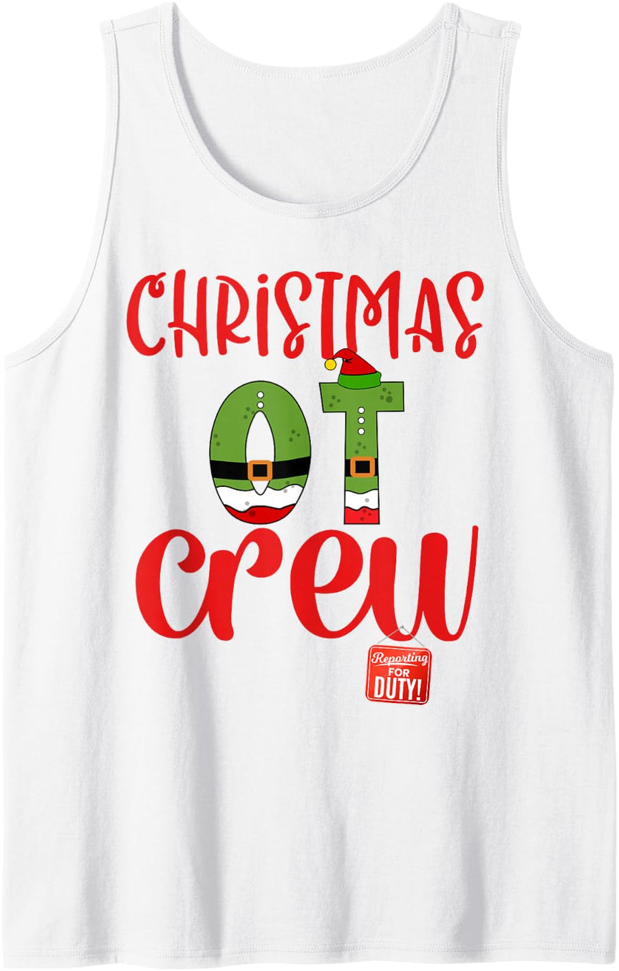 Retro Christmas OT Crew Nurses Team Occupational Therapist Sleeveless Tank Top - White