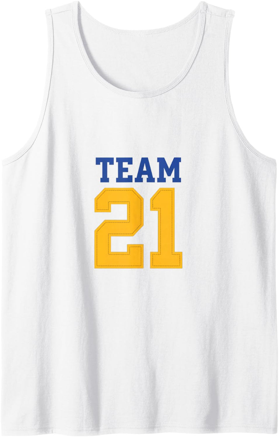 Team 21 Varsity Number Down Syndrome Awareness Walk Crew Sleeveless Tank Top - White